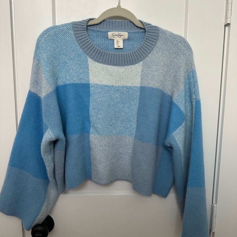 Cozy Blue Plaid Sweater